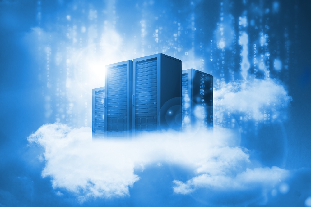 Data servers resting on clouds in blue in a cloudy sky.jpeg